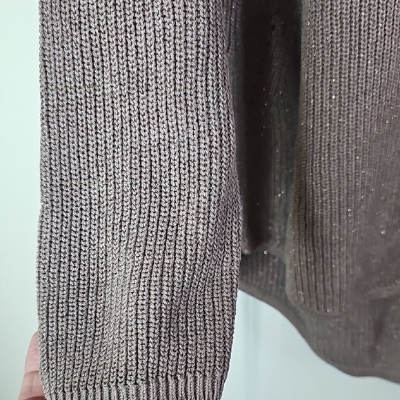 a.n.a Women's V-Neck Sparkle  Sweater - Taupe Size L - Picture 5 of 9